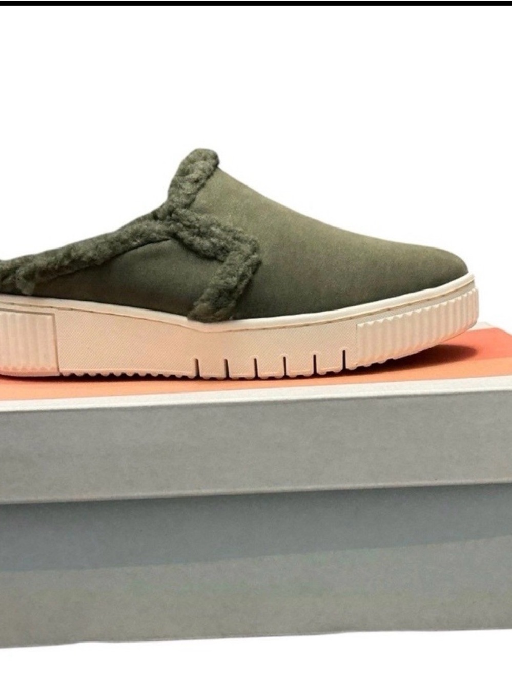 SOUL Naturalizer Olive Green Shearling-Trim Slip-On Mule Sz 6.5 NIB - Picture 4 of 9